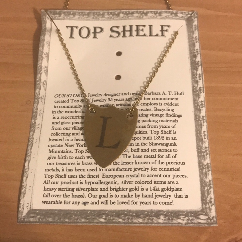 NWT Brass Monogram L Long Necklace